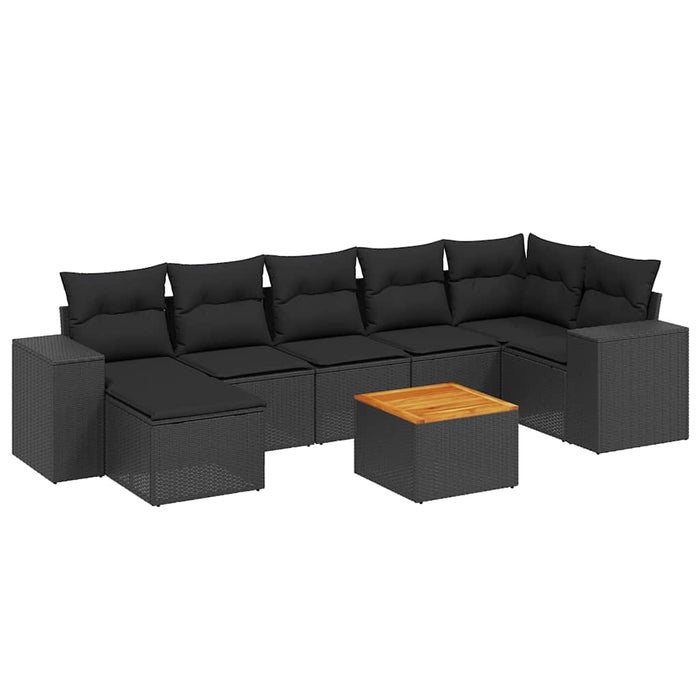 Set mobilier de grădină cu perne, 8 piese, negru, poliratan - WALTI WALTI