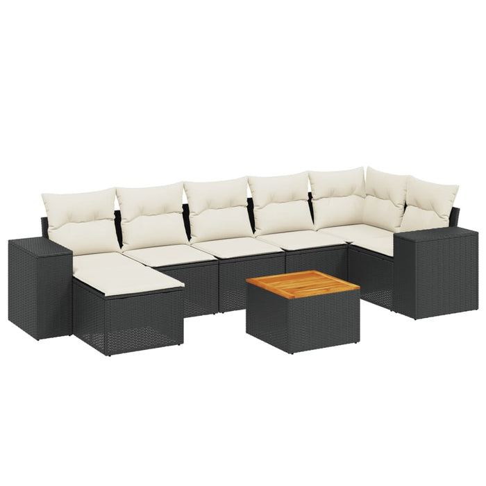 Set mobilier de grădină cu perne, 8 piese, negru, poliratan - WALTI WALTI