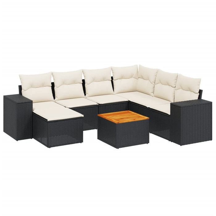 Set mobilier de grădină cu perne, 8 piese, negru, poliratan - WALTI WALTI