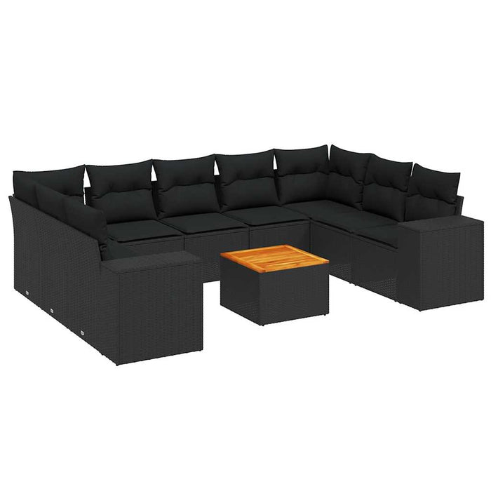 Set canapele de grădină cu perne, 10 piese, negru, poliratan - WALTI WALTI