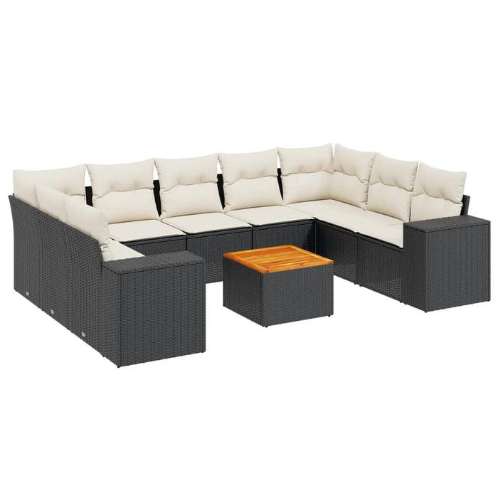 Set canapele de grădină cu perne, 10 piese, negru, poliratan - WALTI WALTI