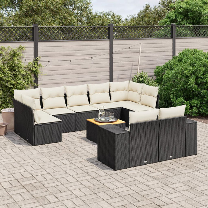 Set canapele de grădină cu perne, 10 piese, negru, poliratan - WALTI WALTI