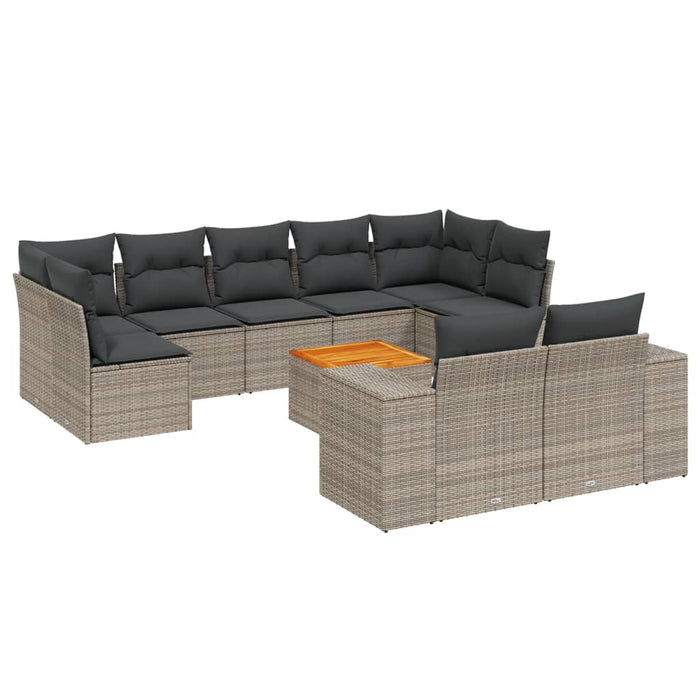 Set mobilier de grădină cu perne, 10 piese, gri, poliratan - WALTI WALTI