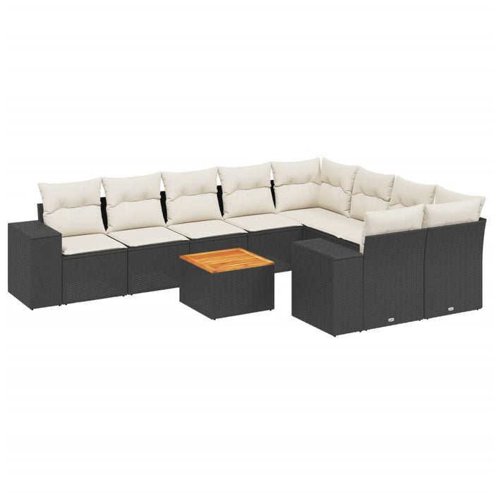 Set canapele de grădină cu perne, 10 piese, negru, poliratan - WALTI WALTI