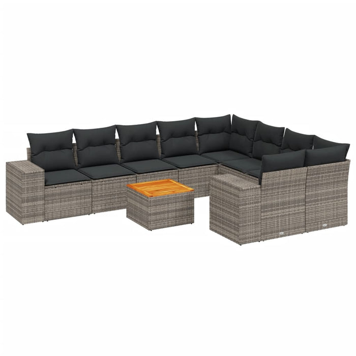 Set mobilier de grădină cu perne, 10 piese, gri, poliratan - WALTI WALTI