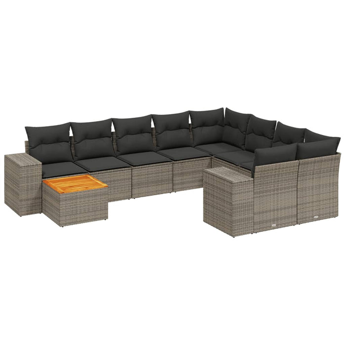 Set mobilier de grădină cu perne, 10 piese, gri, poliratan - WALTI WALTI
