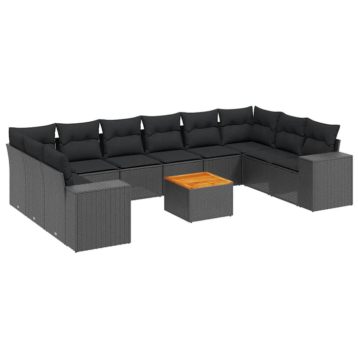 Set canapele de grădină cu perne, 11 piese, negru, poliratan - WALTI WALTI