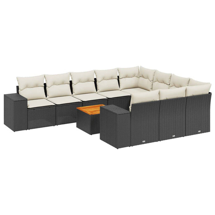 Set canapele de grădină cu perne, 11 piese, negru, poliratan - WALTI WALTI