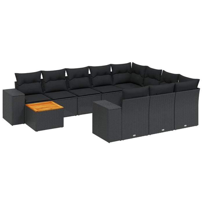 Set canapele de grădină cu perne, 11 piese, negru, poliratan - WALTI WALTI