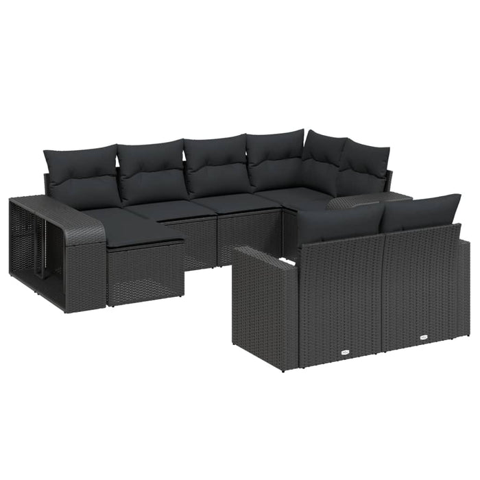Set canapele de grădină cu perne, 10 piese, negru, poliratan - WALTI WALTI
