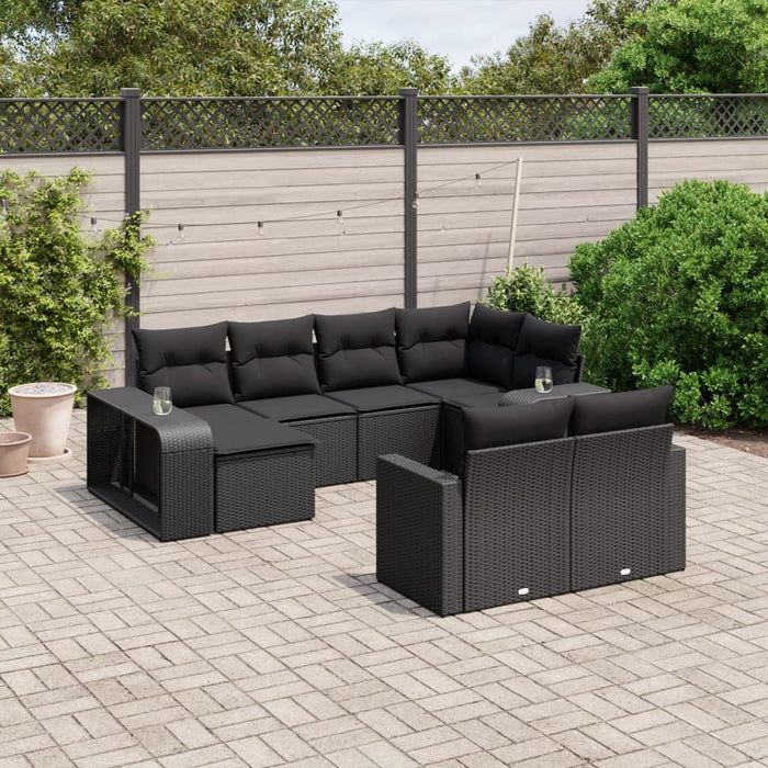 Set canapele de grădină cu perne, 10 piese, negru, poliratan - WALTI WALTI
