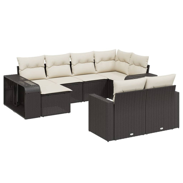 Set canapele de grădină cu perne, 10 piese, negru, poliratan - WALTI WALTI