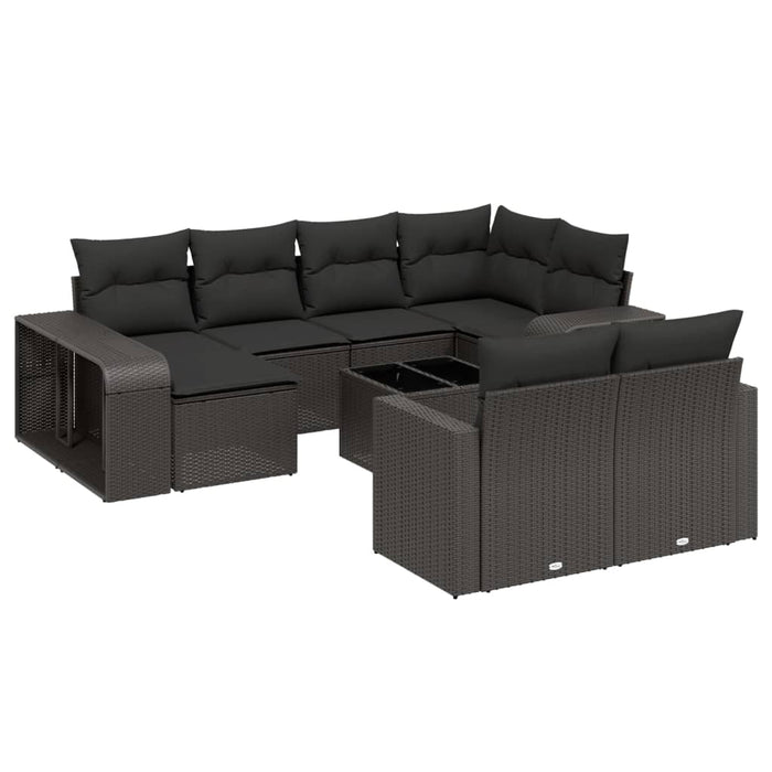 Set canapele de grădină cu perne, 11 piese, negru, poliratan - WALTI WALTI
