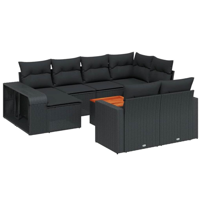 Set canapele de grădină cu perne, 11 piese, negru, poliratan - WALTI WALTI
