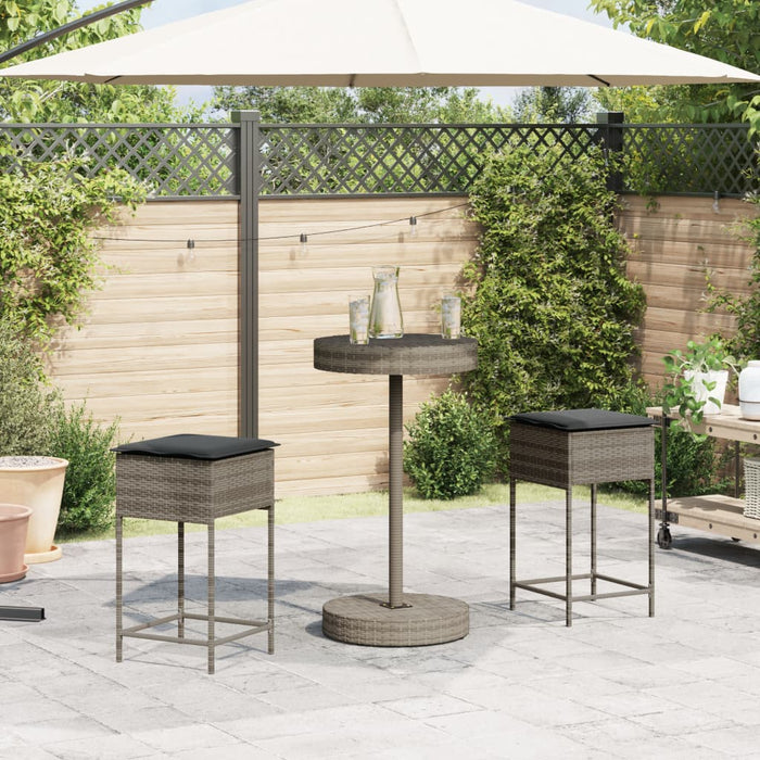 Set mobilier bar de grădină, cu perne, 3 piese, gri, poliratan - WALTI WALTI