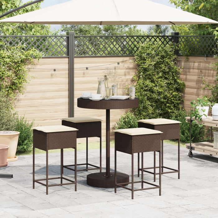 Set mobilier bar de grădină cu perne, 5 piese, maro, poliratan - WALTI WALTI