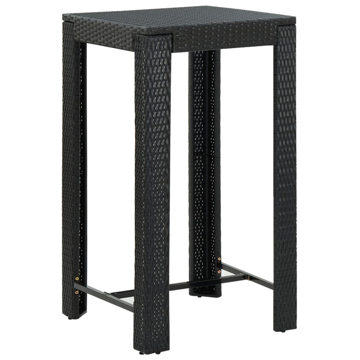 Set mobilier bar de grădină cu perne, 3 piese, negru, poliratan WALTI