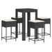 Set mobilier bar de grădină cu perne, 5 piese, negru, poliratan - WALTI WALTI
