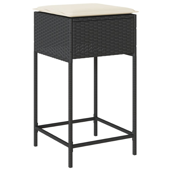 Set mobilier bar de grădină cu perne, 5 piese, negru, poliratan - WALTI WALTI