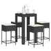 Set mobilier bar de grădină cu perne, 5 piese, negru, poliratan - WALTI WALTI