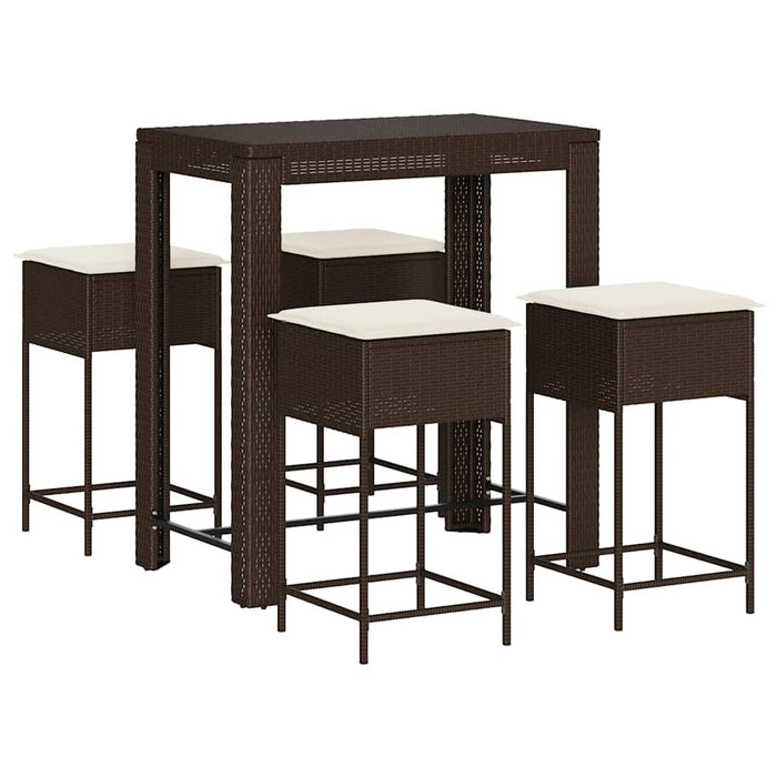 Set mobilier bar de grădină cu perne, 5 piese, maro, poliratan - WALTI WALTI