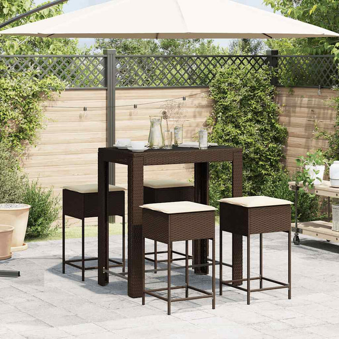 Set mobilier bar de grădină cu perne, 5 piese, maro, poliratan - WALTI WALTI