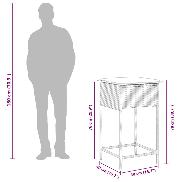 Set mobilier bar de grădină cu perne, 5 piese, maro, poliratan - WALTI WALTI