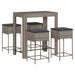 Set mobilier bar de grădină, cu perne, 5 piese, gri, poliratan - WALTI WALTI