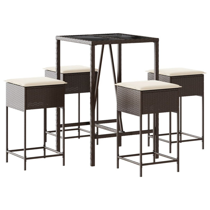 Set mobilier bar de grădină cu perne, 5 piese, maro, poliratan - WALTI WALTI