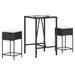 Set mobilier bar de grădină cu perne, 3 piese, negru, poliratan - WALTI WALTI