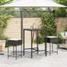 Set mobilier bar de grădină cu perne, 3 piese, negru, poliratan - WALTI WALTI