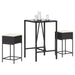 Set mobilier bar de grădină cu perne, 3 piese, negru, poliratan - WALTI WALTI