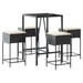 Set mobilier bar de grădină cu perne, 5 piese, negru, poliratan - WALTI WALTI