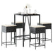 Set mobilier bar de grădină cu perne, 5 piese, negru, poliratan - WALTI WALTI