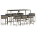 Set mobilier bar de grădină, cu perne, 9 piese, gri, poliratan - WALTI WALTI