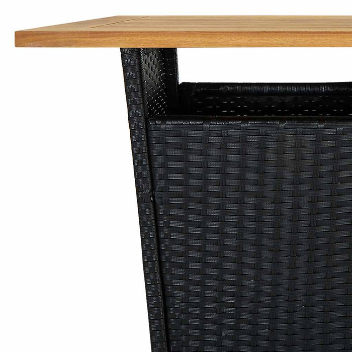 Set mobilier bar de grădină cu perne, 3 piese, negru, poliratan WALTI