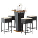 Set mobilier bar de grădină cu perne, 5 piese, negru, poliratan - WALTI WALTI