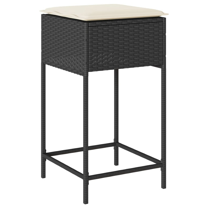 Set mobilier bar de grădină cu perne, 5 piese, negru, poliratan WALTI