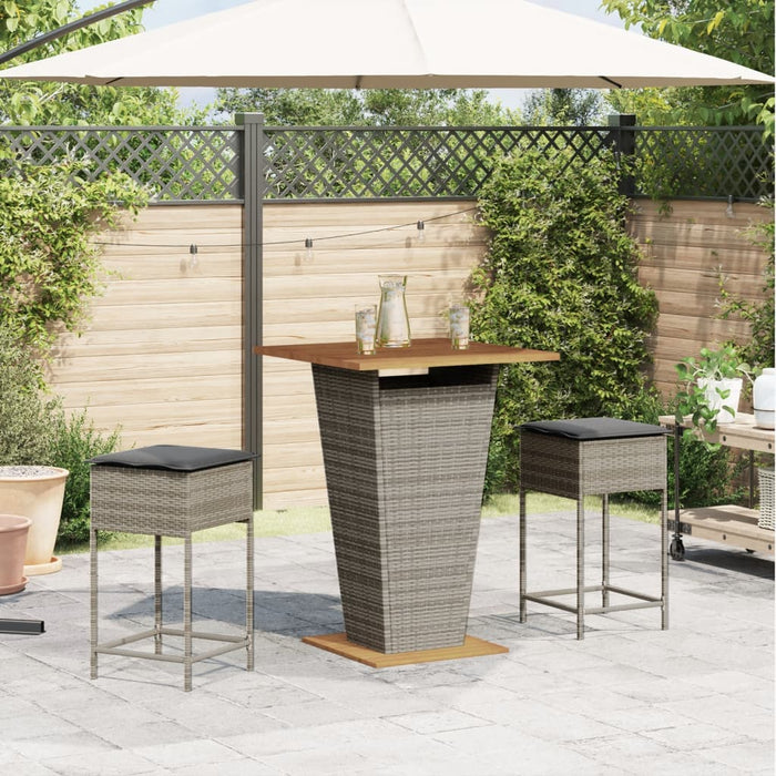 Set mobilier bar de grădină, cu perne, 3 piese, gri, poliratan - WALTI WALTI