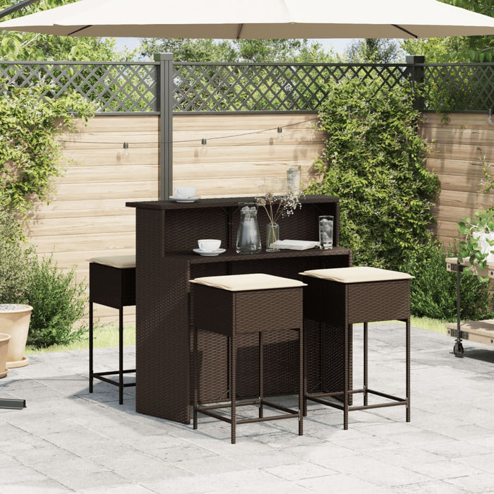 Set mobilier bar de grădină cu perne, 5 piese, maro, poliratan - WALTI WALTI