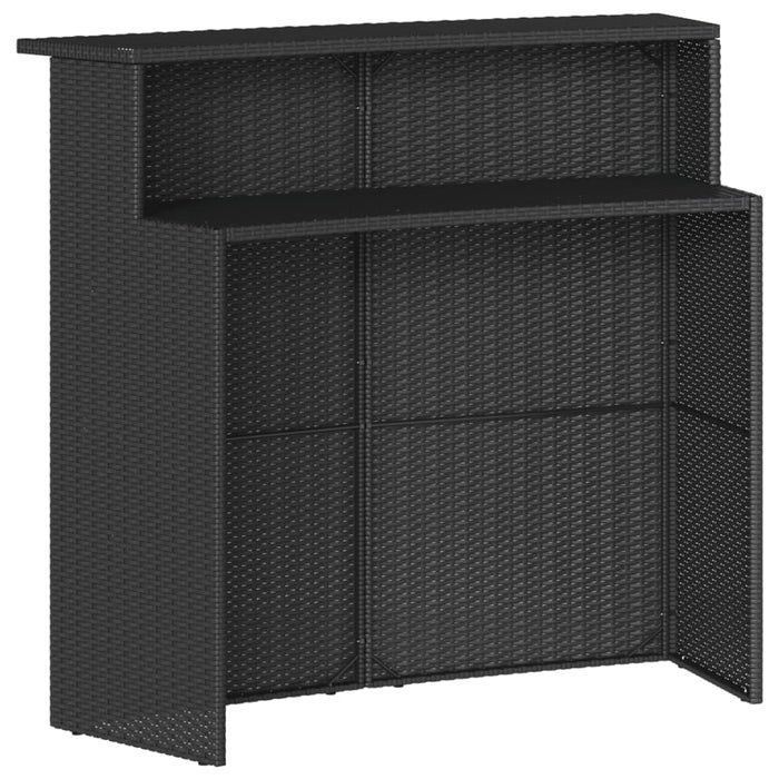 Set mobilier bar de grădină cu perne, 3 piese, negru, poliratan WALTI