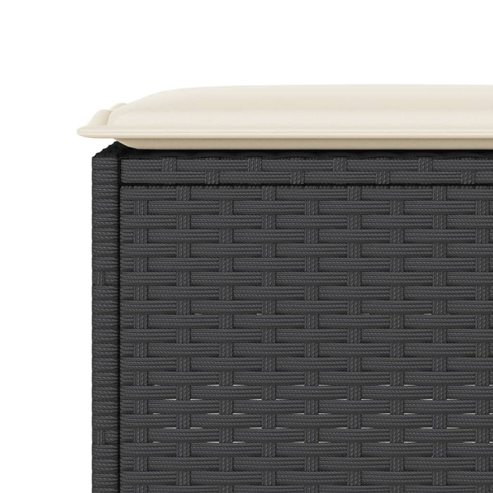 Set mobilier bar de grădină cu perne, 3 piese, negru, poliratan WALTI
