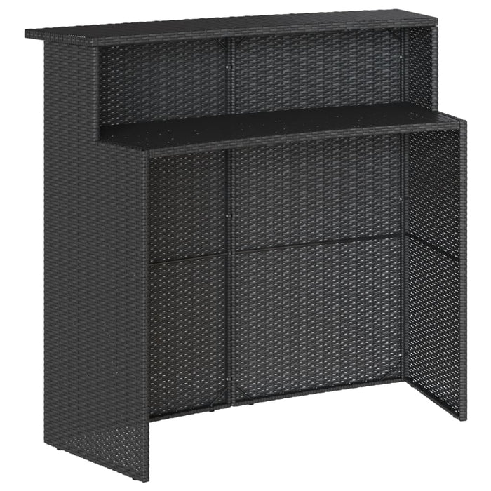 Set mobilier bar de grădină cu perne, 5 piese, negru, poliratan WALTI