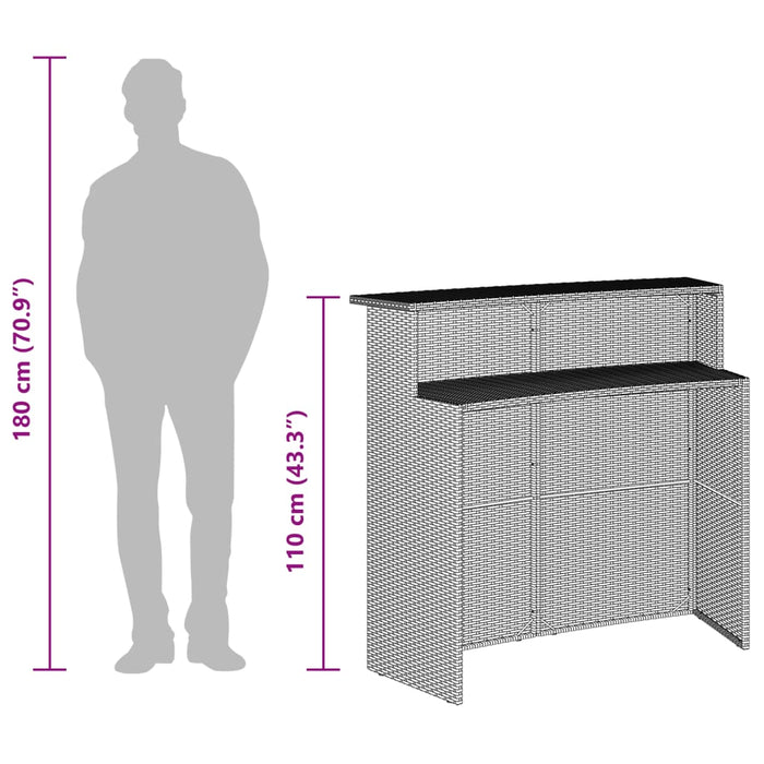 Set mobilier bar de grădină cu perne, 5 piese, negru, poliratan WALTI