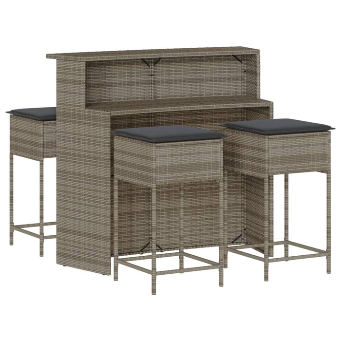 Set mobilier bar de grădină, cu perne, 5 piese, gri, poliratan - WALTI WALTI