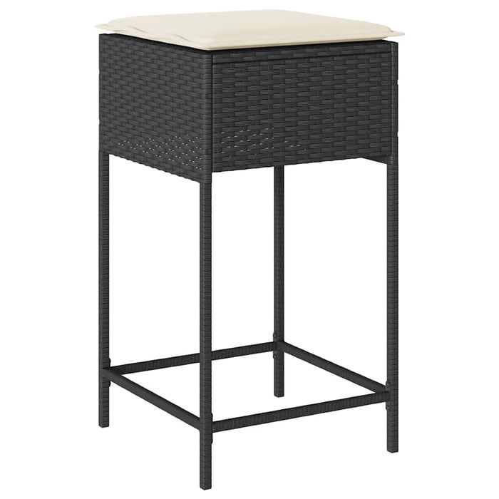 Set mobilier bar de grădină cu perne, 5 piese, negru, poliratan WALTI