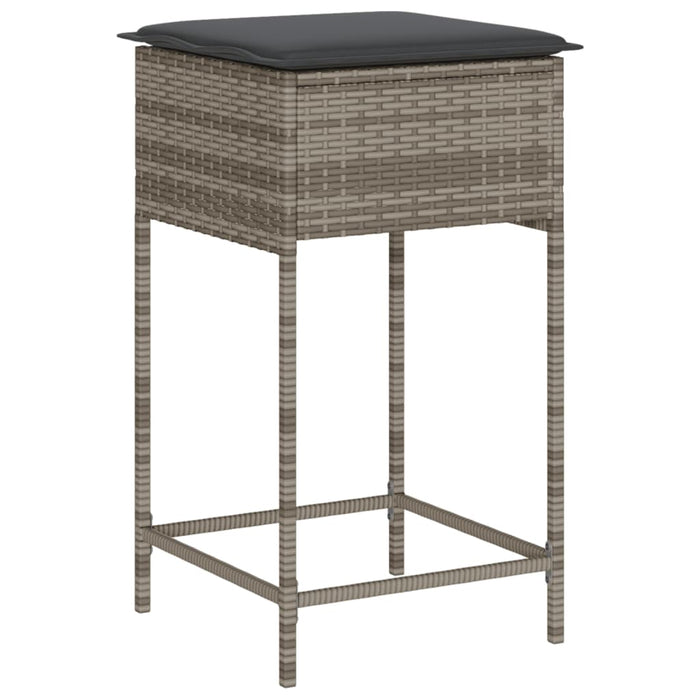 Set mobilier bar de grădină, cu perne, 3 piese, gri, poliratan WALTI