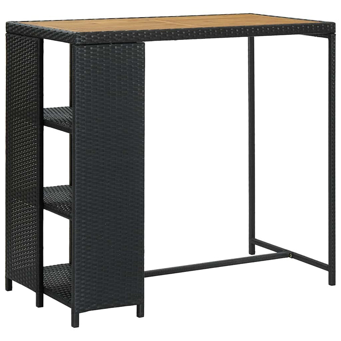 Set mobilier bar de grădină cu perne, 3 piese, negru, poliratan WALTI