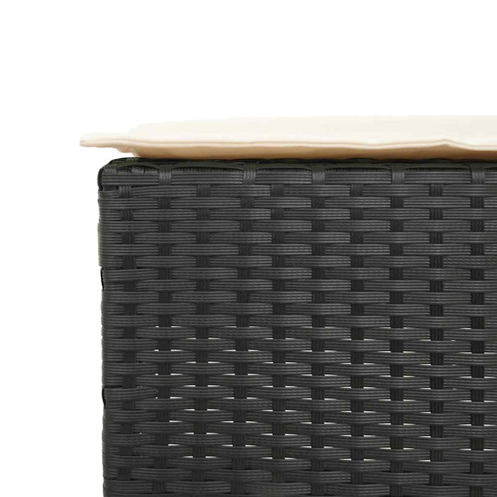 Set mobilier bar de grădină cu perne, 3 piese, negru, poliratan WALTI