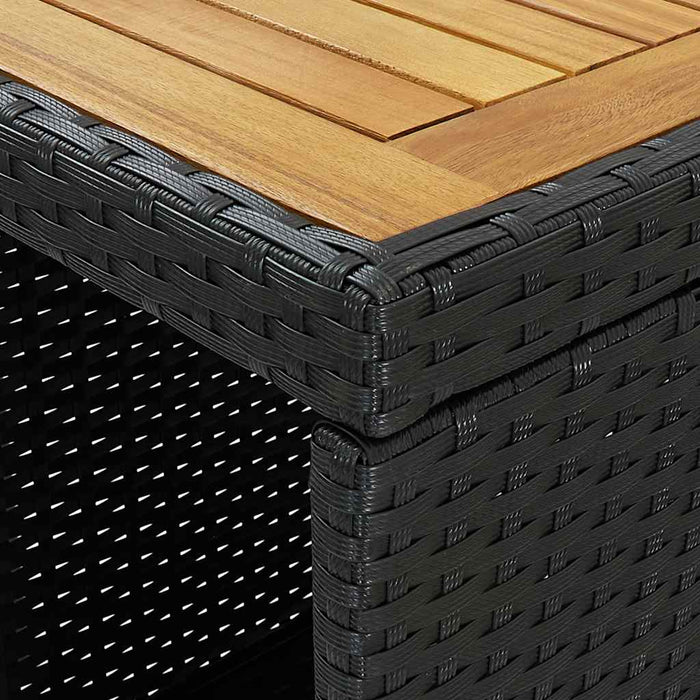 Set mobilier bar de grădină cu perne, 3 piese, negru, poliratan WALTI
